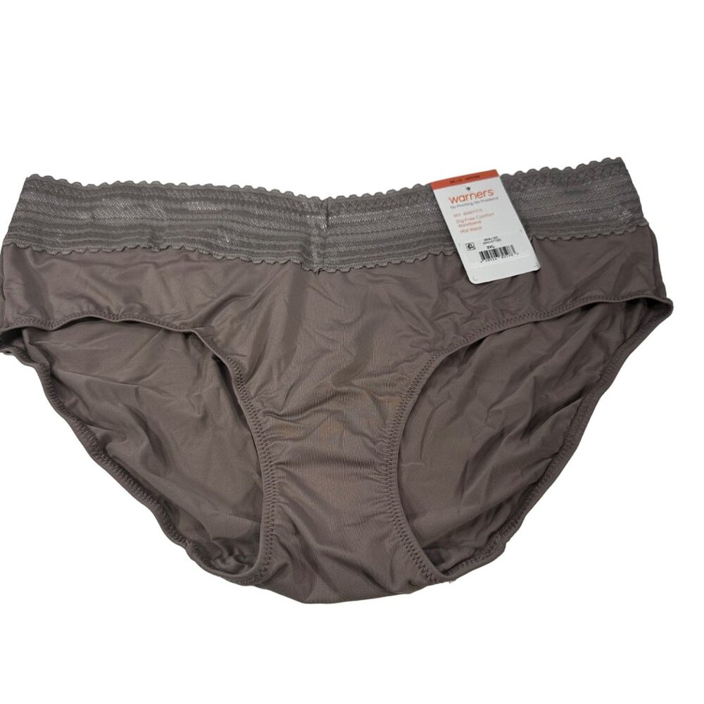 Warner's Women's Size 10 3XL Panty Brief Hipster Lace Waistband Beige New